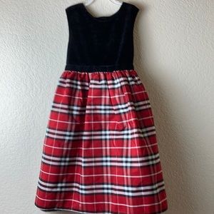 Perfectly Dressed New Black Velour Red Plaid Dress C18